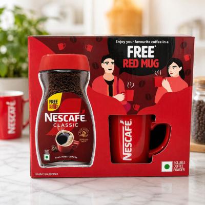NescafΓ© Classic Instant Coffee Combo 180gm |Free Red Mug