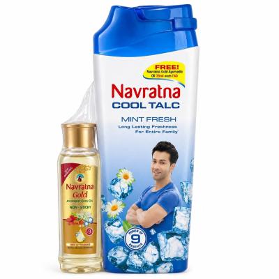 Navratna Cool Talc Navratna Gold Ayurvedic Oil (Combo Pack)